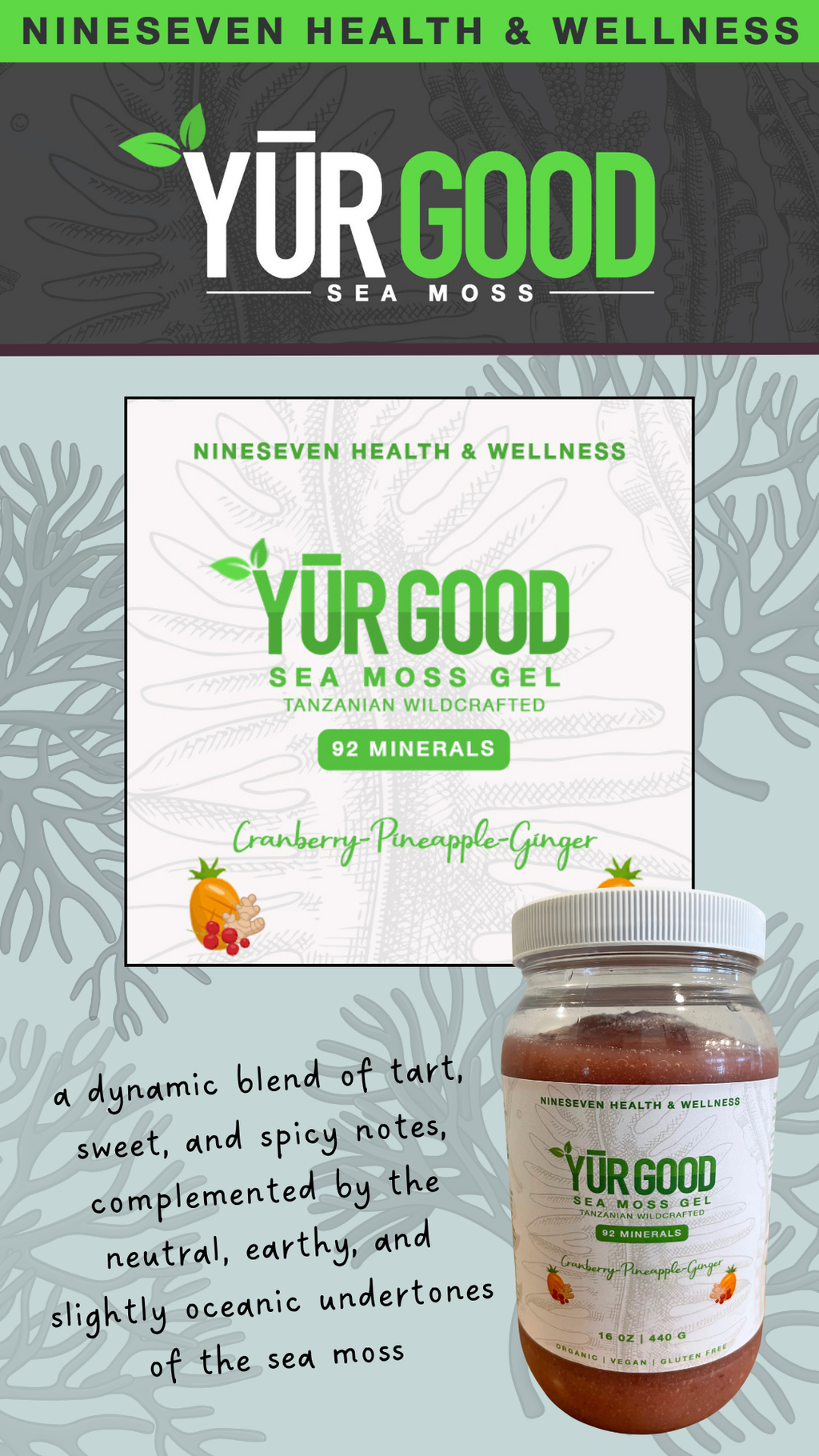 Cranberry-Pineapple-Ginger Sea Moss Gel